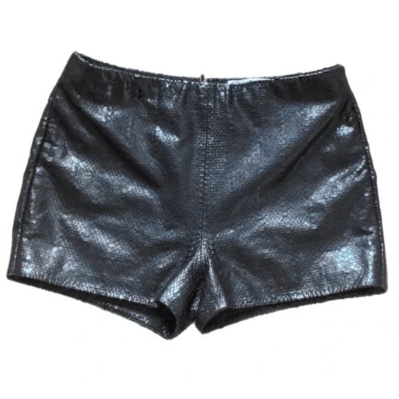 J BRAND TULLIA LEATHER SHORT SHORTS - SNAKESKIN TEXTURE EMBOSSED PRINT - REAL - Picture 2 of 14